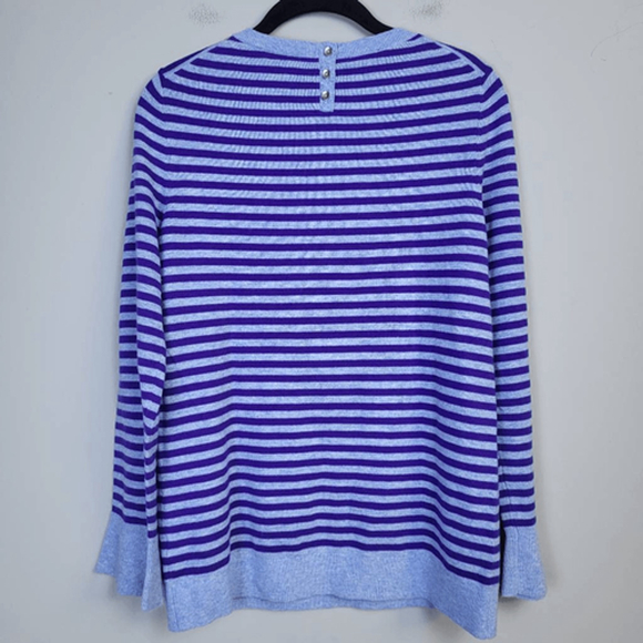 Talbots Womens Lambswool Striped Sweater Small Purple Lightweight Luxe Cozy NWT - Picture 2 of 6